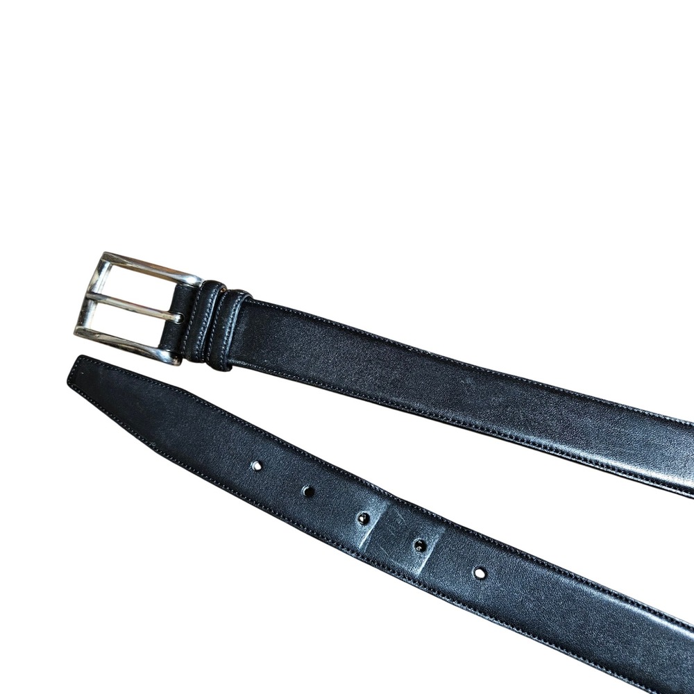 Trafalgar Easton Hand Polished Cortina Leather Dress Belt Mens 40 Silver Buckle